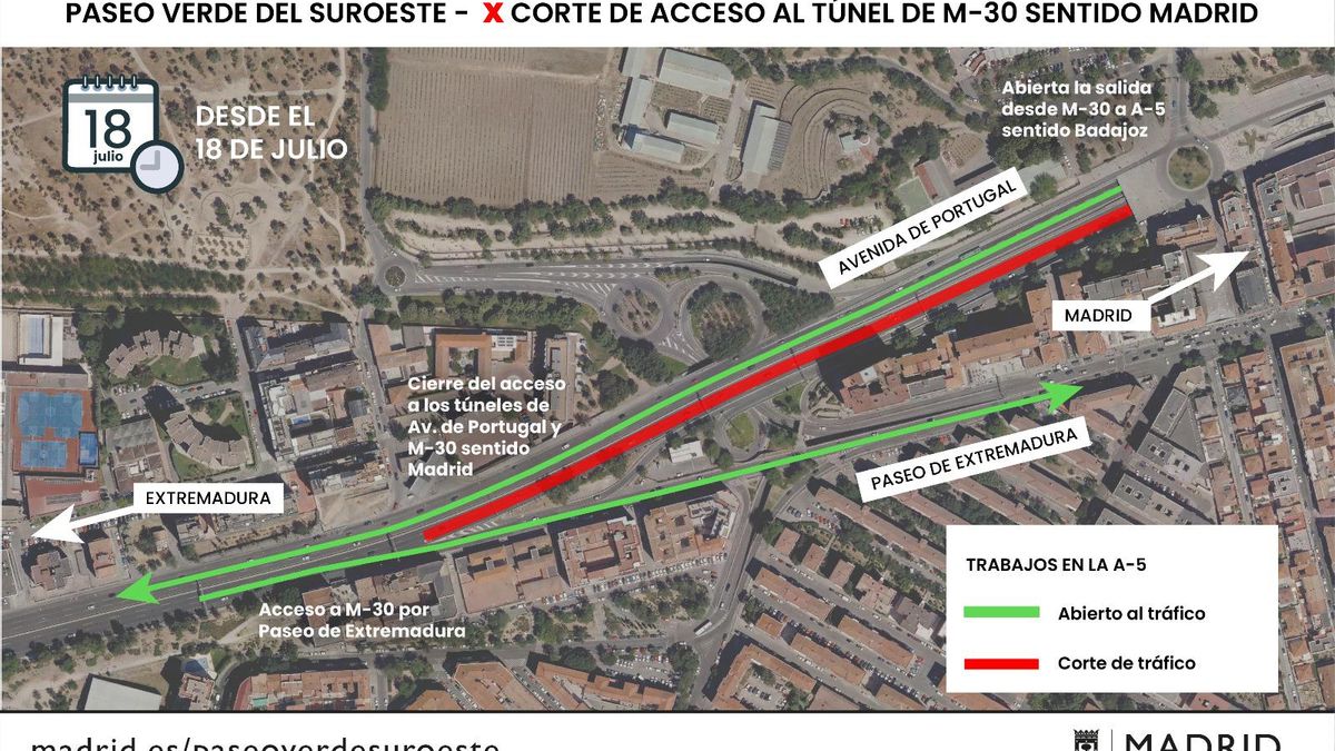 Mapa del nuevo corte y los desvíos planteados.