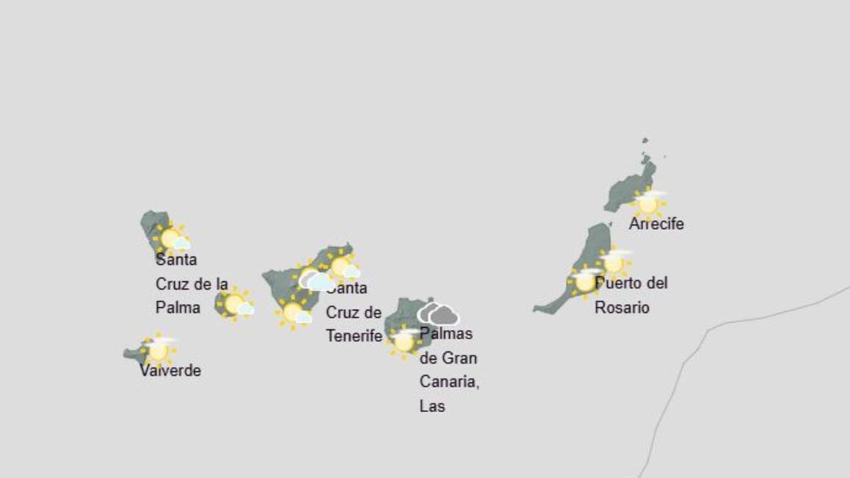 Estado del cielo previsto para las 15.00 horas del 23 de mayo de 2026 en Canarias