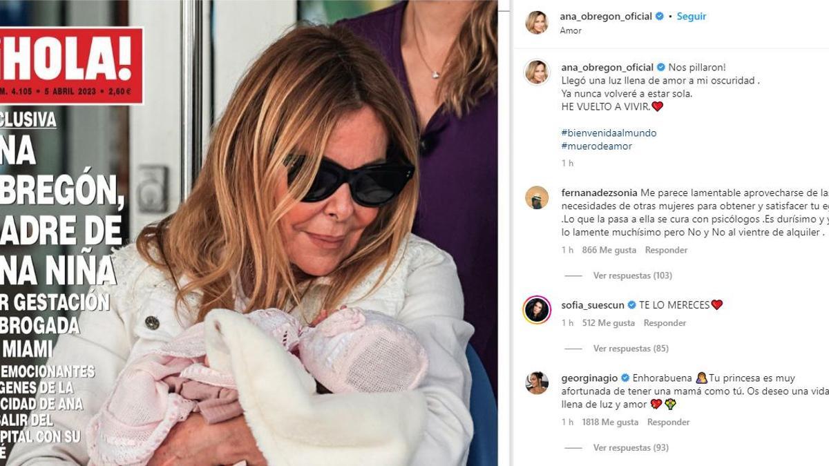 Ana Obregón sube una publicación a Instagram con el bebé que ha comprado a través de la gestación subrogada.
