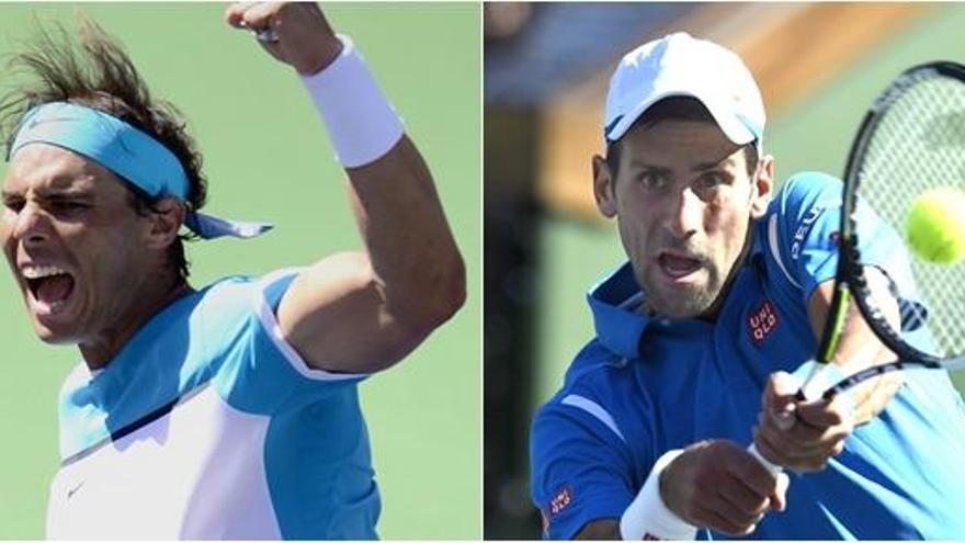 Rafa Nadal y Novak Djokovic, en la semifinal de Indian Wells