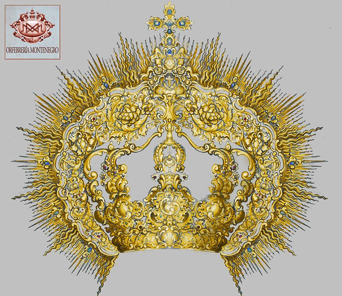 Diseño de la corona para la Divina Pastora por Orfebrería Montenegro.