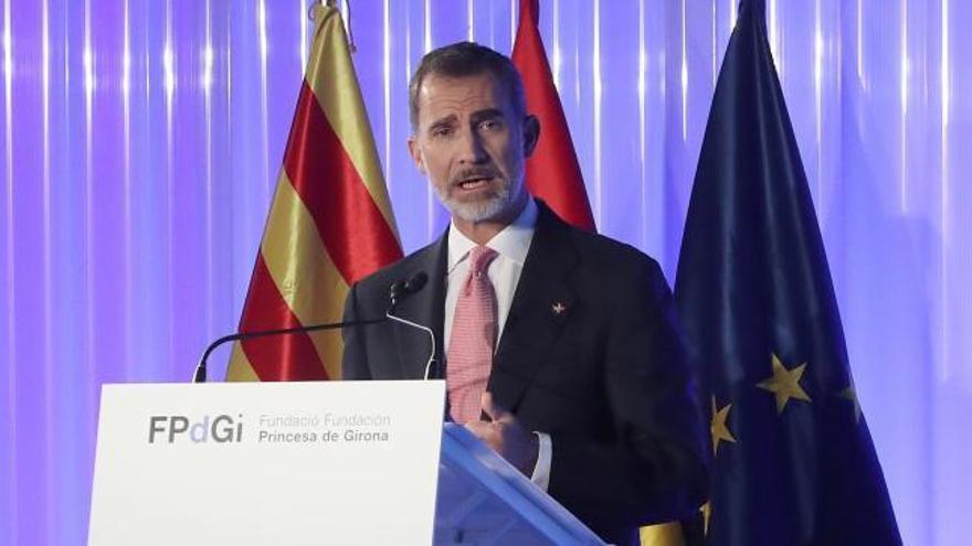 El Rey Felipe VI reafirma su &quot;compromiso con los valores de Cataluña&quot; en Girona