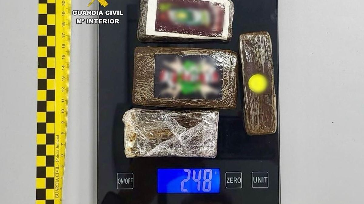 Imagen del hachís incautado por la Guardia Civil.