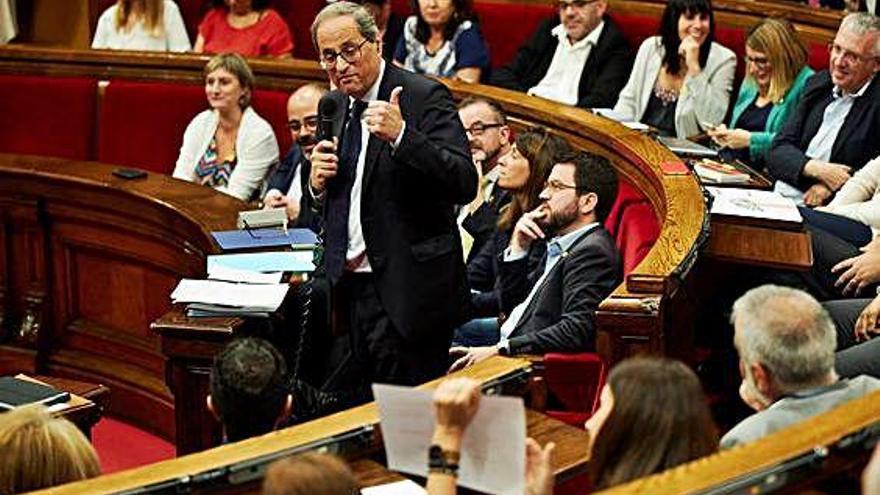 El president de la Generalitat, Quim Torra, durant una sessió al Parlament.