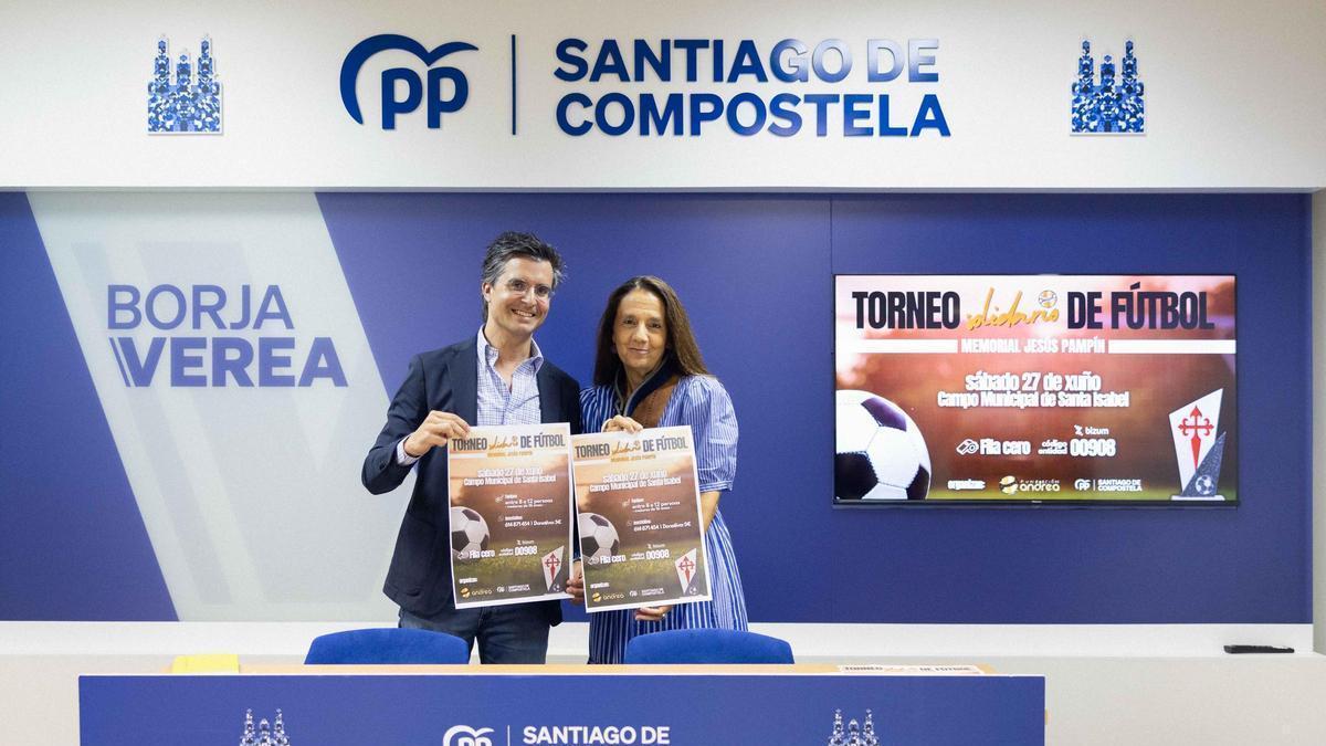 Borja Verea e Charo Barca, este mércores, durante a presentación do torneo.