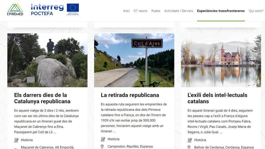 La plataforma web amb algunes de les experiències transfrontereres que ofereix