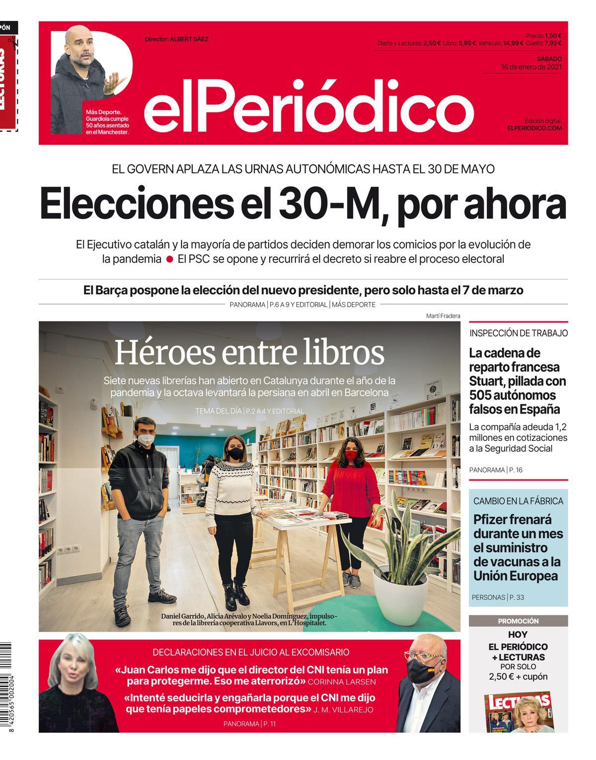 Les portades d’EL PERIÓDICO del 16 de gener del 2021