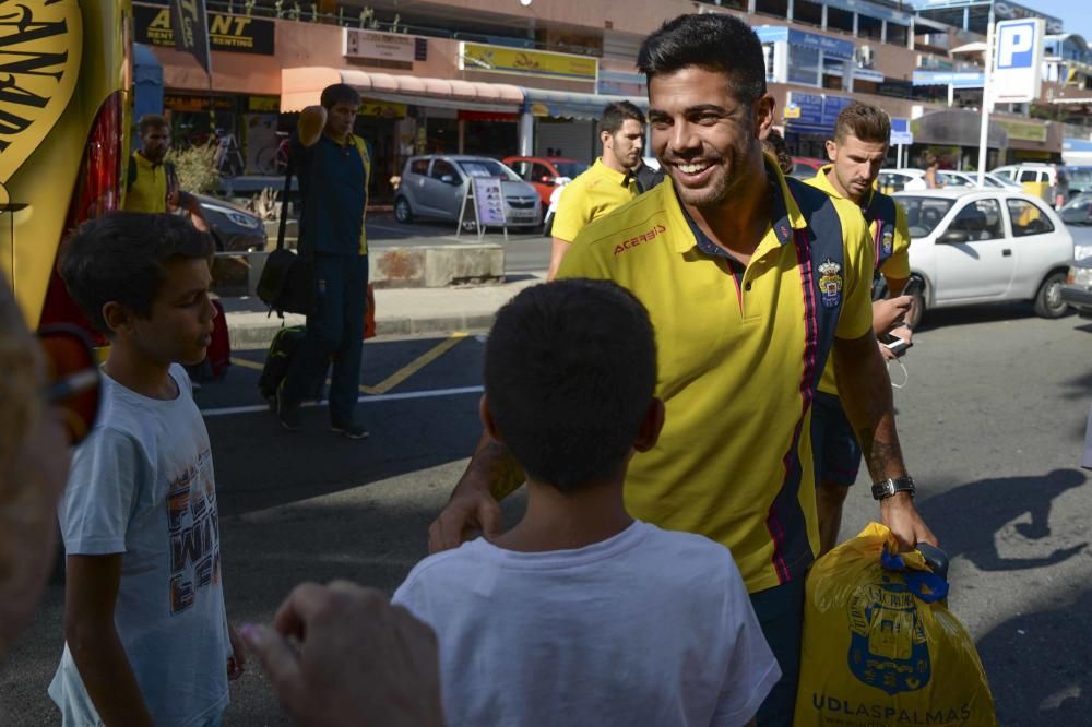 Llegada de los jugadores de la UD Las Palmas