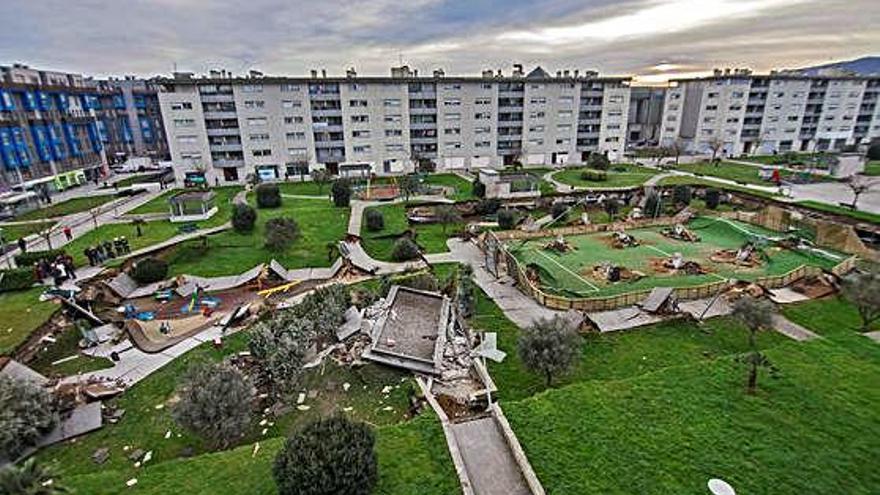 Un parque se hunde en Santander sin víctimas
