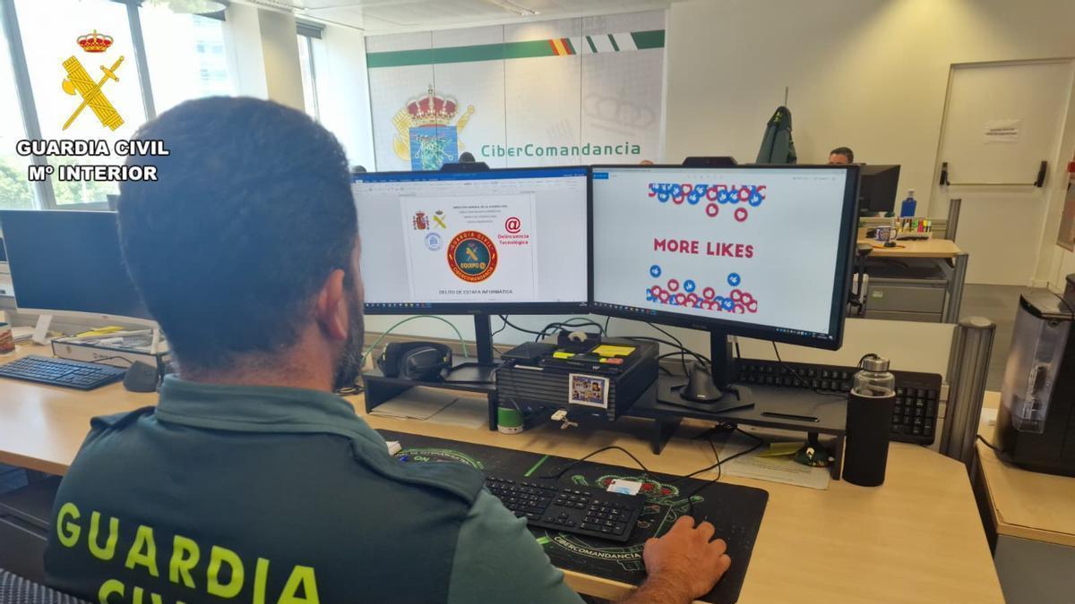 Agente de la Guardia Civil durante la investigación.