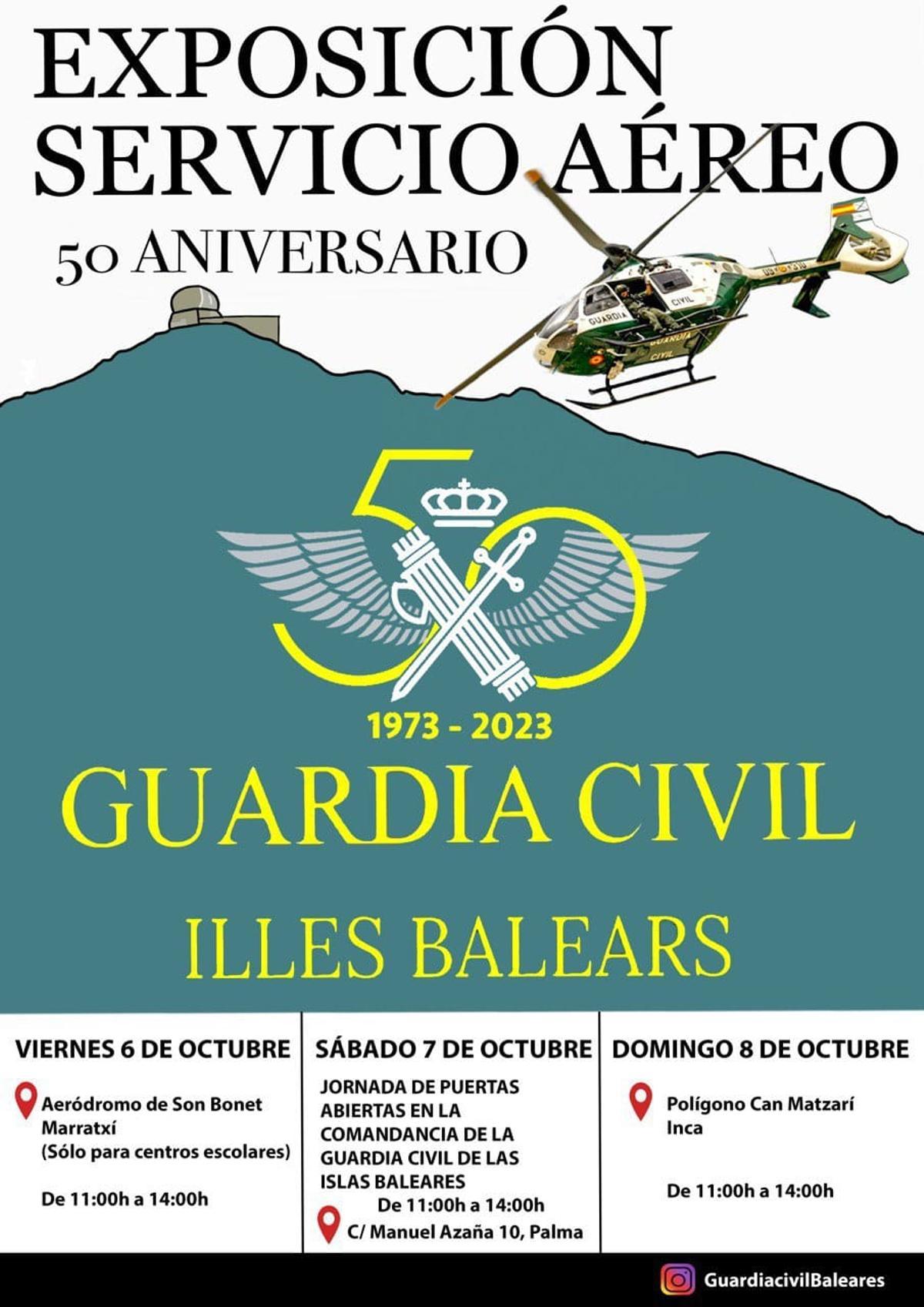 Cartel de la exposición del Servicio Aéreo de la Guardia Civil en su 50 aniversario.