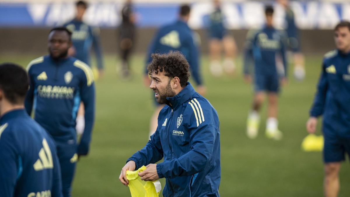 Keidi Bare, durante un entrenamiento del Zaragoza.