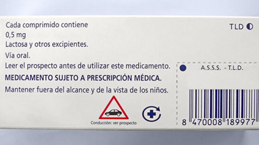 El envase y el prospecto de un medicamento.