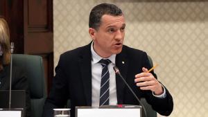 El conseller de Agricultura, Òscar Ordeig, en su comparecencia ante la Comisión de Agricultura del Parlament.