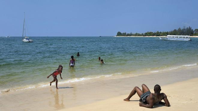 Gabon, Estuaire Province, the Pointe Denis beach facing Libreville on the other side of the estuary of the Gabon