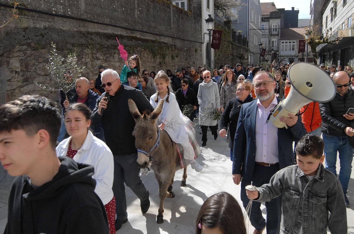 Como cada año, la borriquita despertó gran interés entre los feligreses de A Estrada