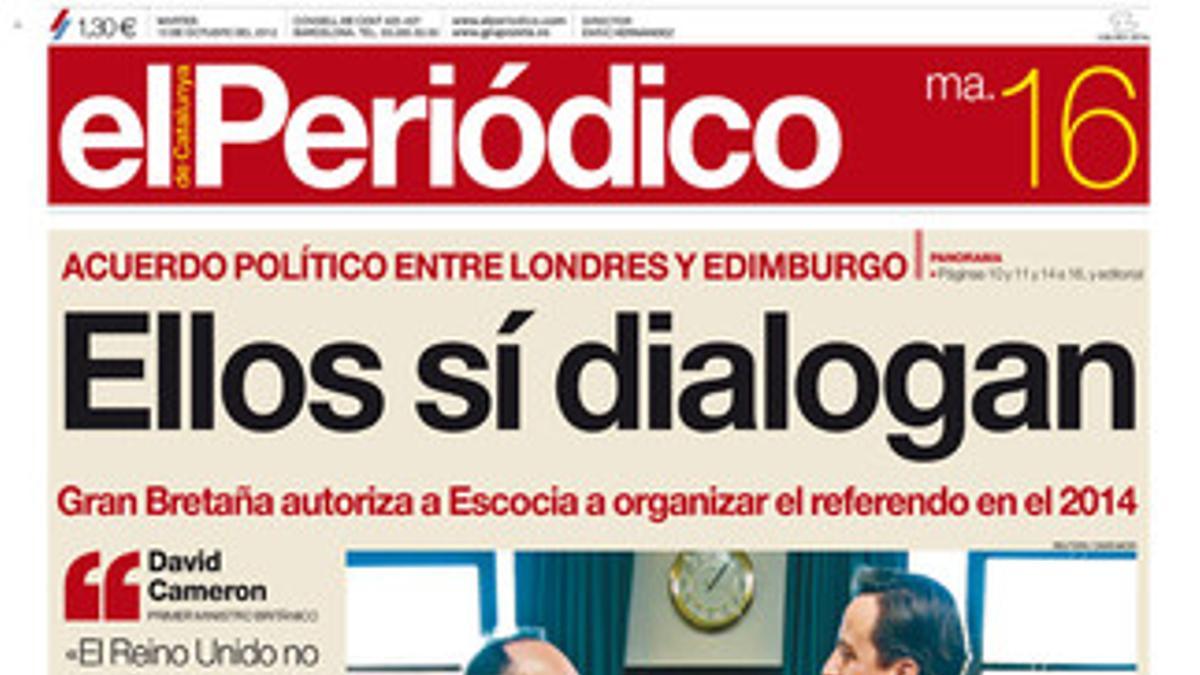 La portada de EL PERIÓDICO, de este martes.