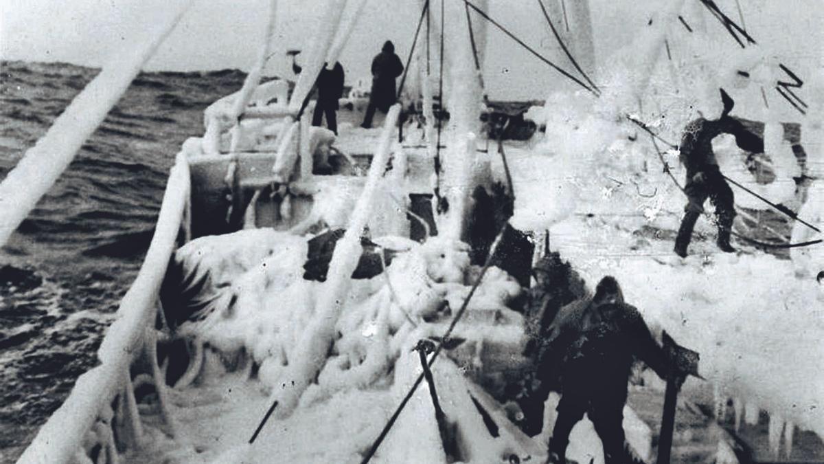 Quitando xeo en Terranova nos anos sesenta