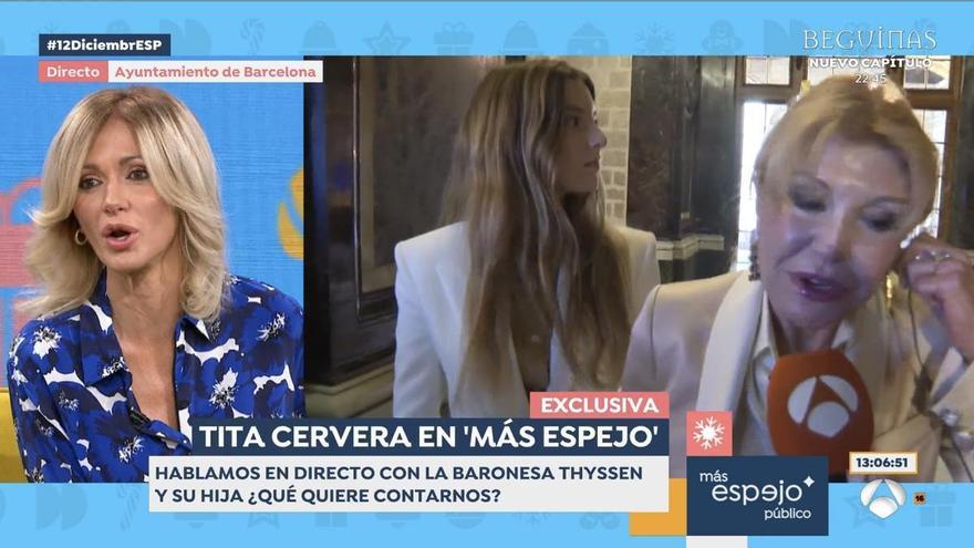 La baronesa Thyssen planta a Susanna Griso en directo y corta la conexión con &#039;Espejo público&#039; de manera abrupta: &quot;¿Qué ha pasado?&quot;