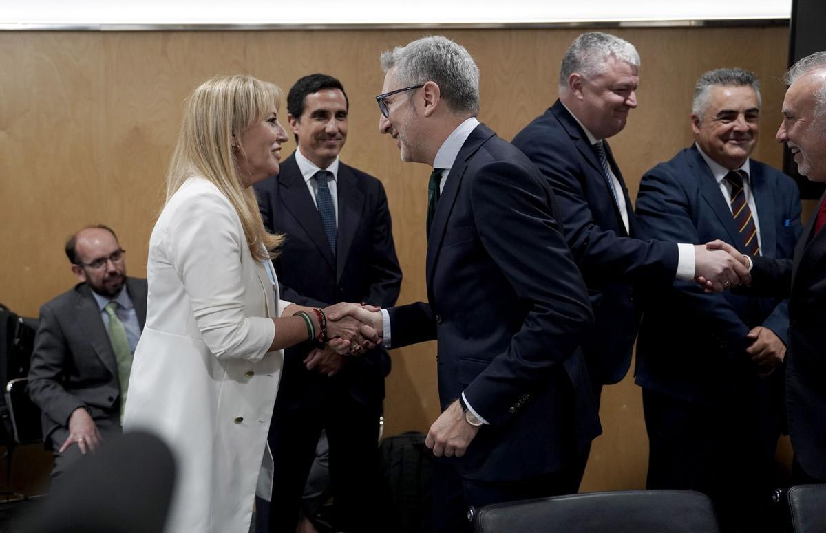 Madrid. 06.07.2026. Reunión del Consejo de Política Fiscal y Financiera (CPFF) , presidido por el ministro de Hacienda, Arcadi España. En la imagen con Carolina España, Andalucia