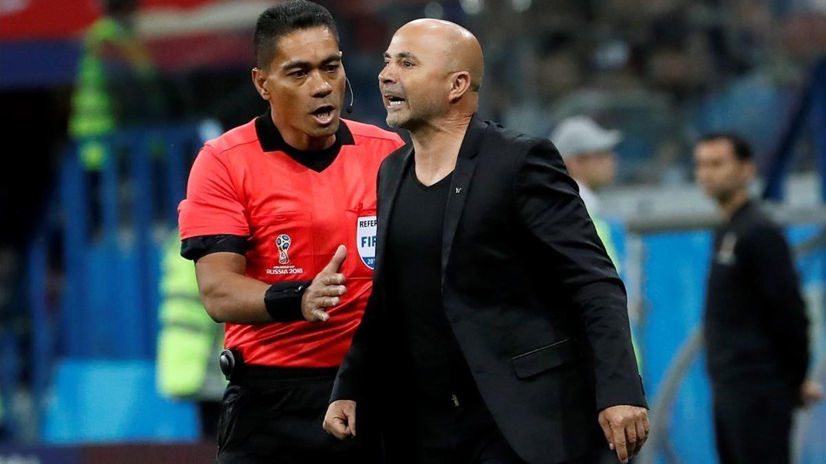 Jorge Sampaoli durante el encuentro ante Croacia