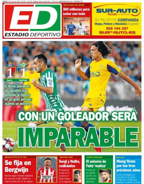 Portada ESTADIO DEPORTIVO sábado 20 julio 2019