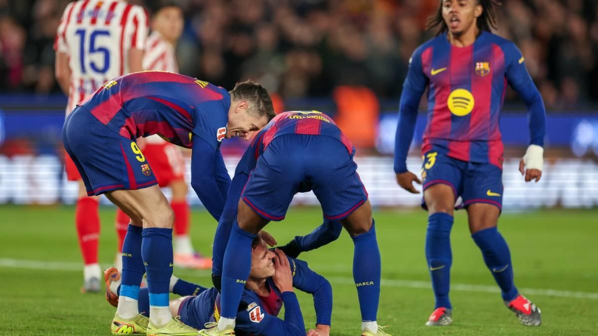 Olmo, en el momento de sufrir la lesión de hombro