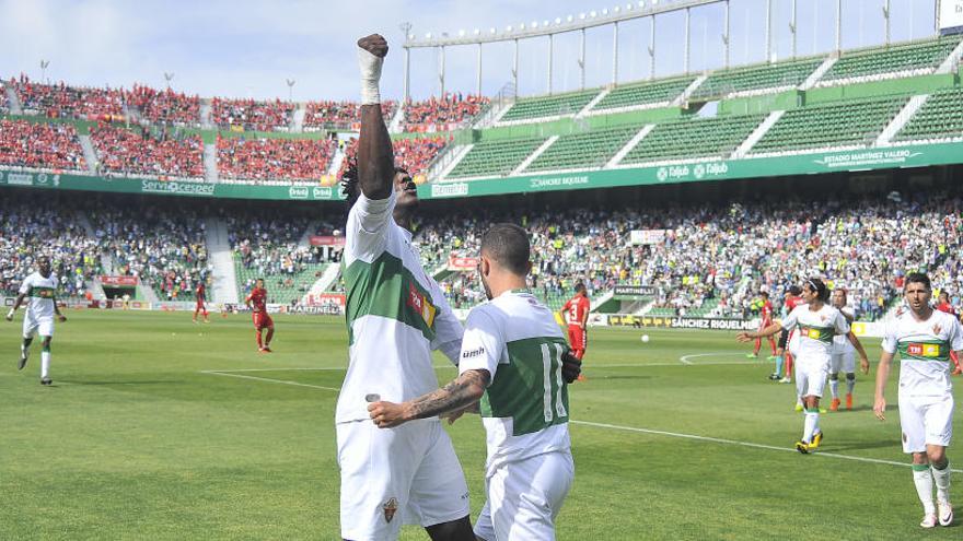Sory celebra su gol, que supuso el 2-0 frente al Murcia