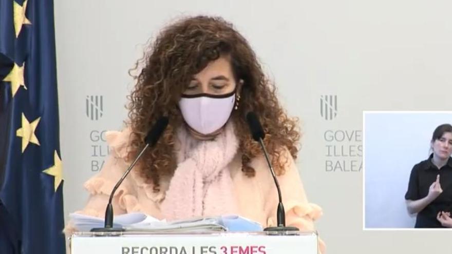 Pilar Costa, portavoz del Govern, durante la rueda de prensa de hoy.