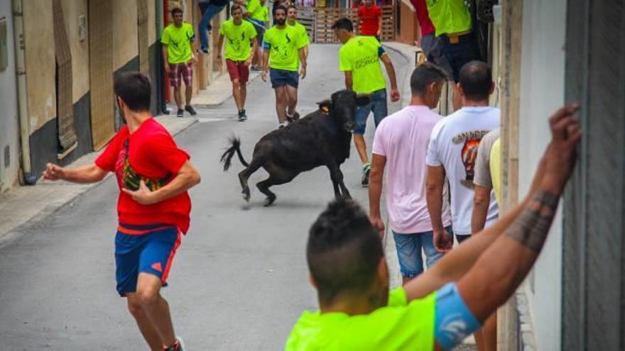 Dos instantes de los «bous al carrer» que se han celebrado este fin de semana en Gorga.