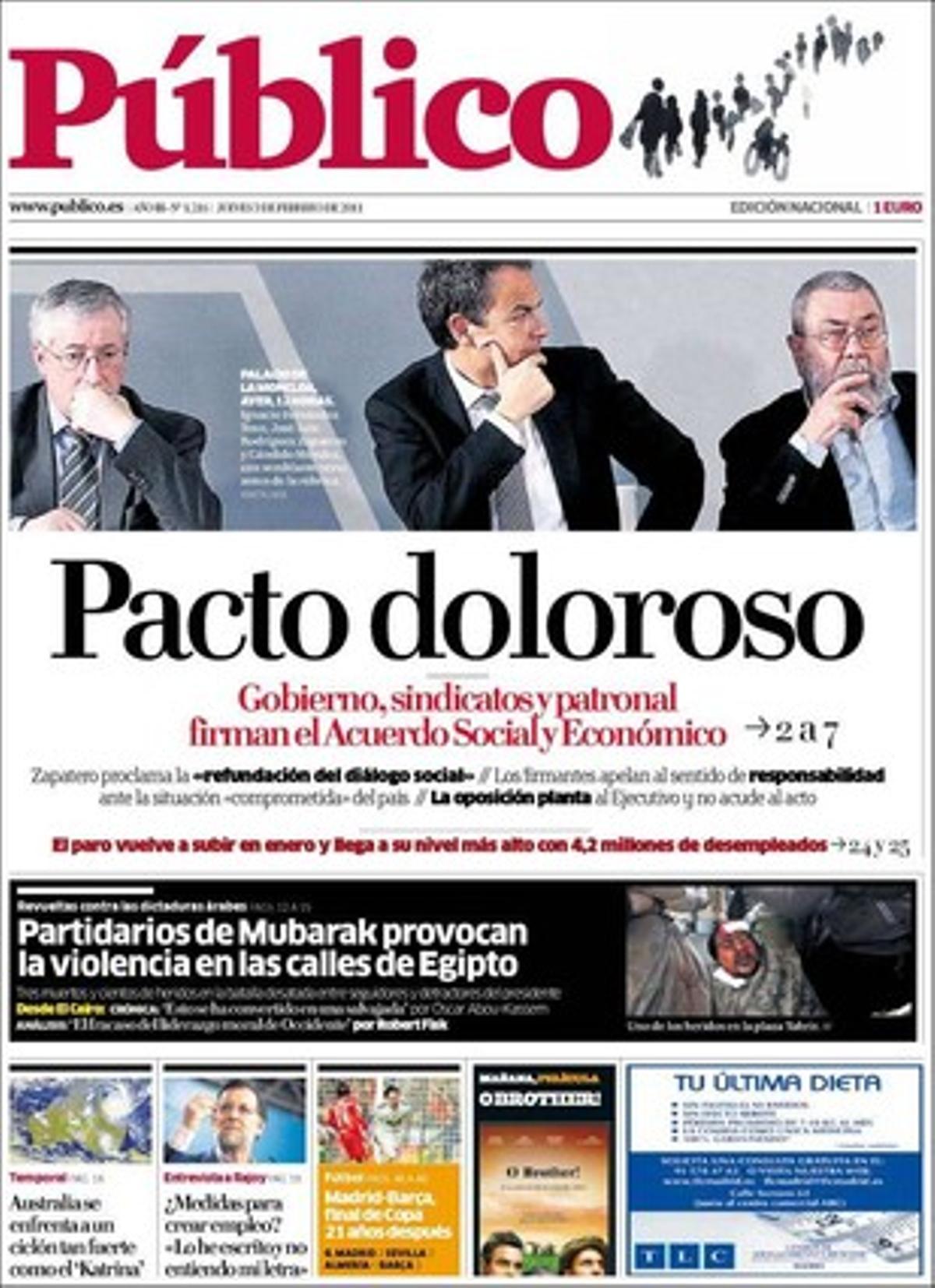 ’Público’ també destaca que alguns partits desconeixen que la reformada llei electoral en vigor inclou la prohibició de presentar candidats condemnats per corrupció fins i tot amb sentència no ferma, que a Espanya creix la bretxa entre els fills d’espanyols i d’immigrants que acaben el batxillerat, que gairebé 4.000 lladres de coure van ser detinguts el 2010, i que la reserva d’adreces d’internet s’ha esgotat.