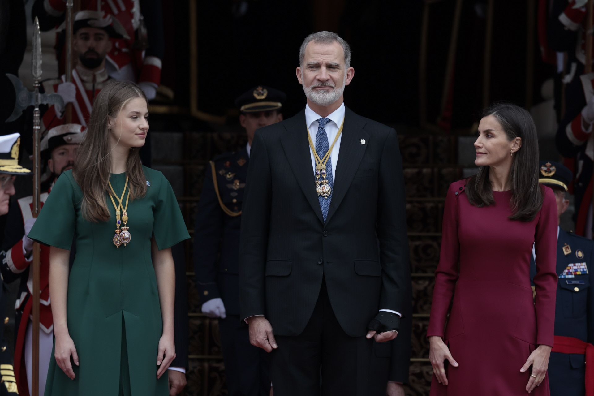 Los Reyes y la princesa Leonor en el acto de apertura de la XV Legislatura.