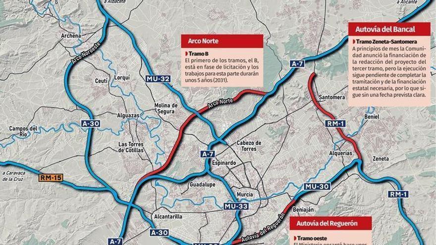 El Arco Noroeste cierra un ‘trozo’ más del anillo exterior de circunvalación de Murcia con cuentas pendientes
