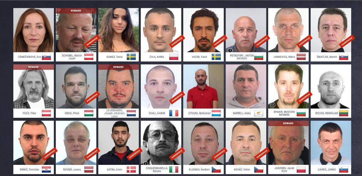 Europol renueva periódicamente un amplio cartel de 'los más buscados de Europa'