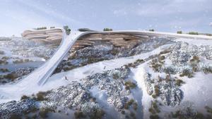 Recreacion virtual de las pistas de esquí de Trojena.