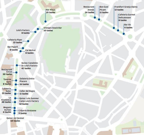 Mapa de terrasses al Passeig de Manresa