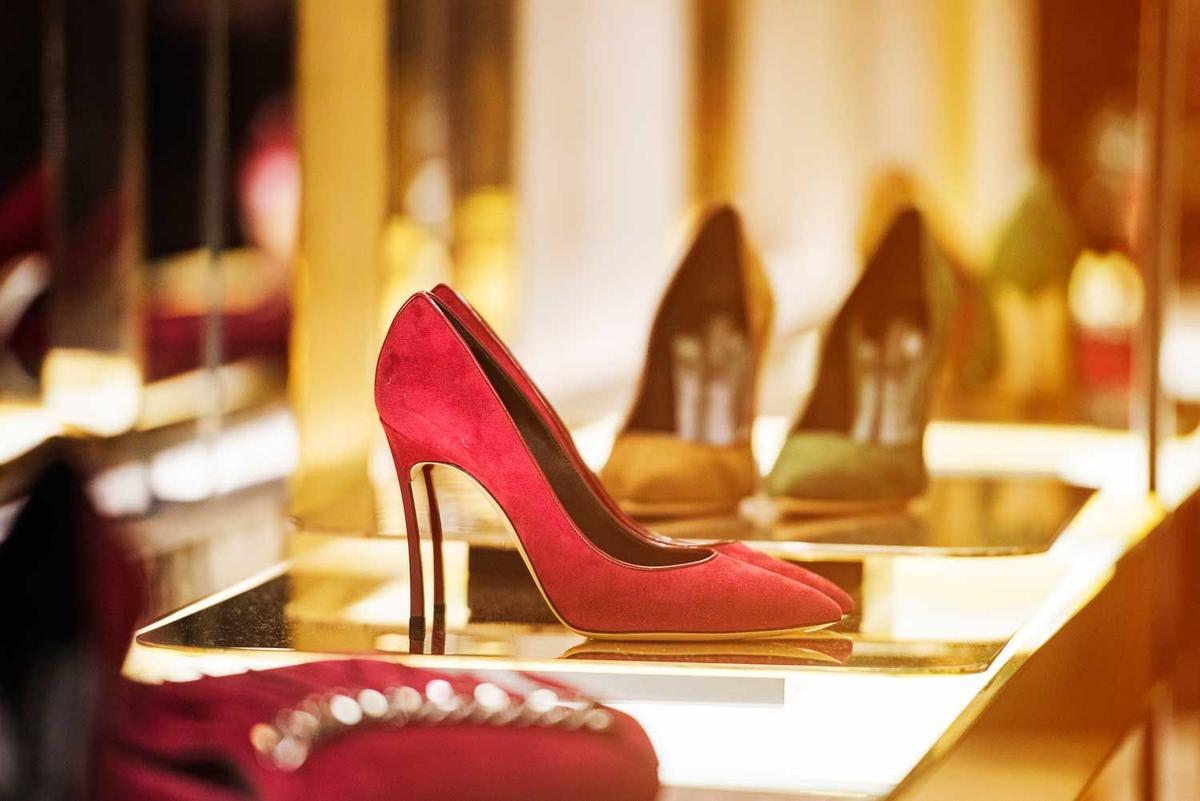 Women shoes in a luxury store