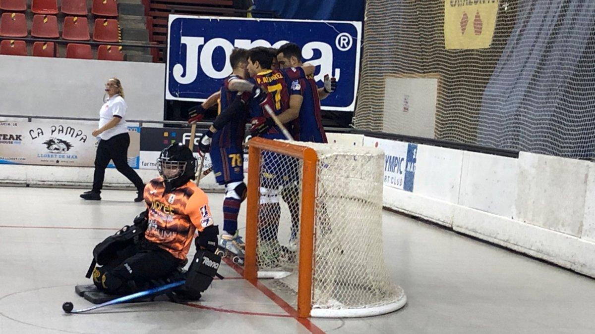 El Barça celebró hasta diez goles en la pista del Lloret