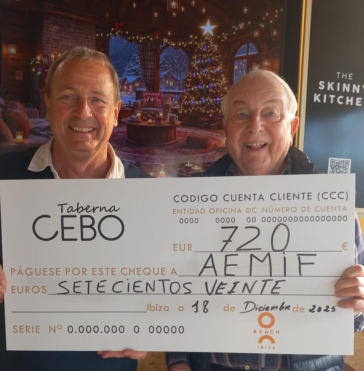 Cheque solidario destinado a Aemif