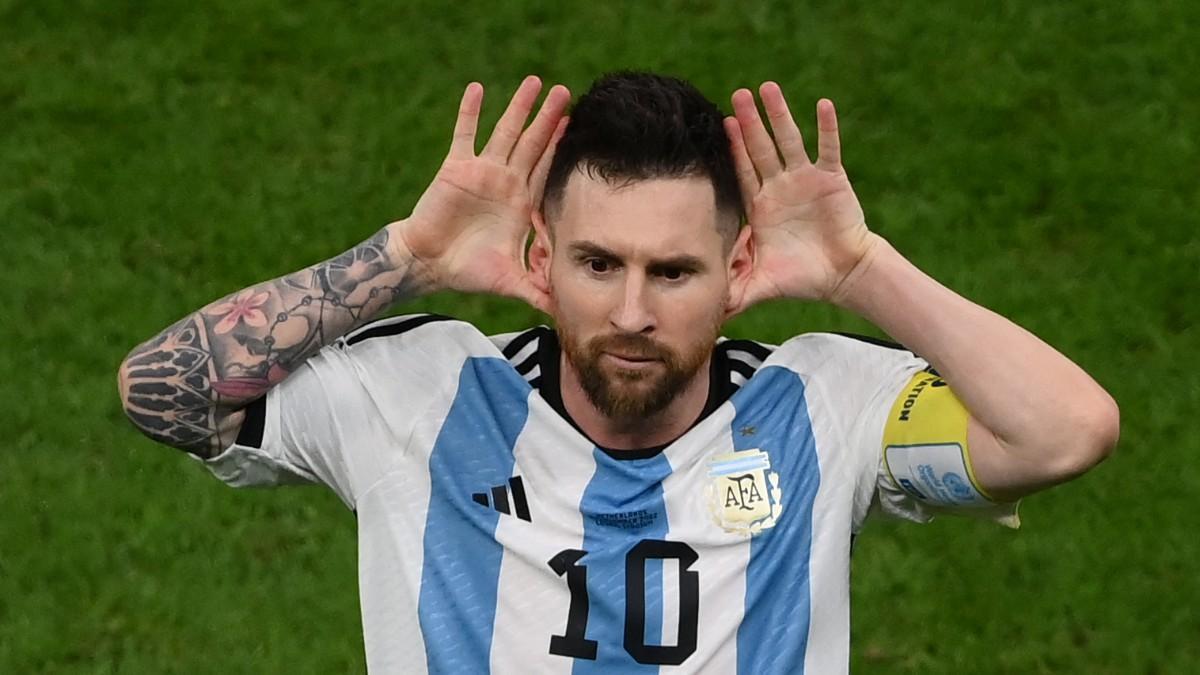 Messi celebra su gol ante Países Bajos
