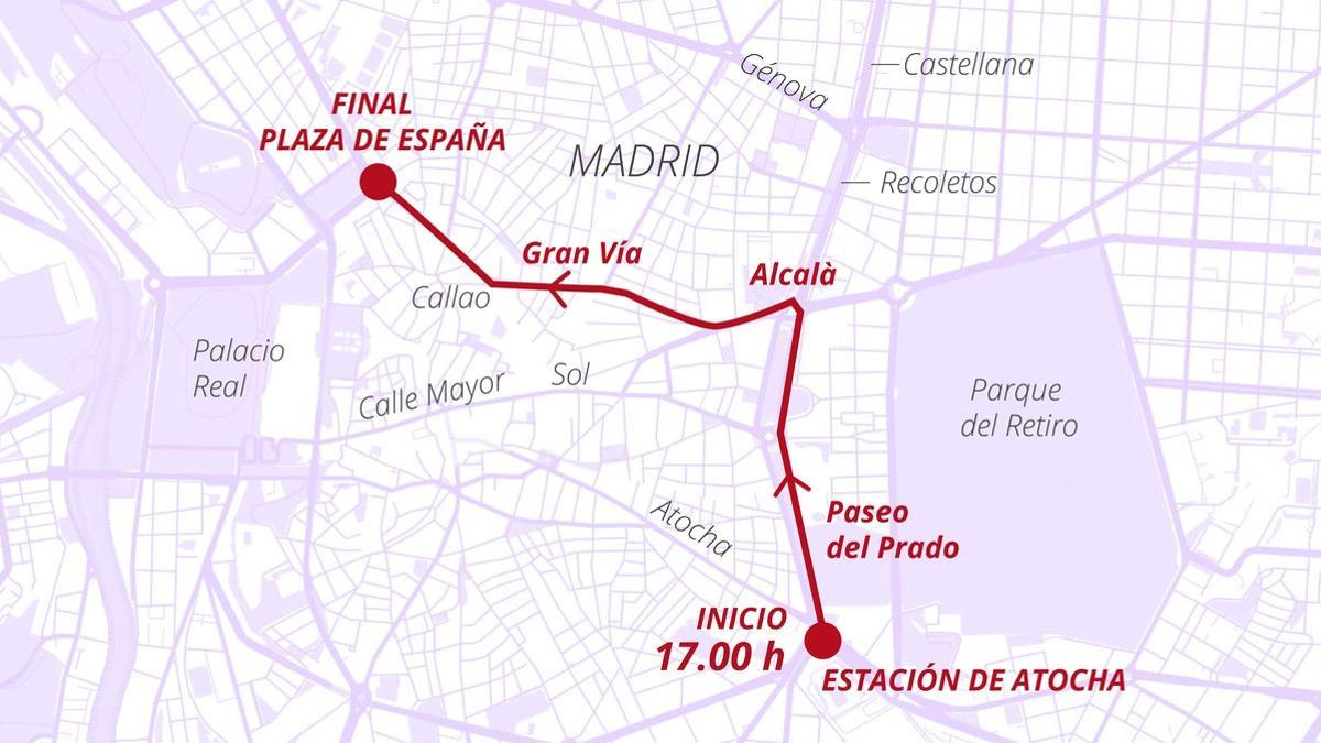 Recorrido de la manifestación del 8 de Marzo del 2020 en Madrid