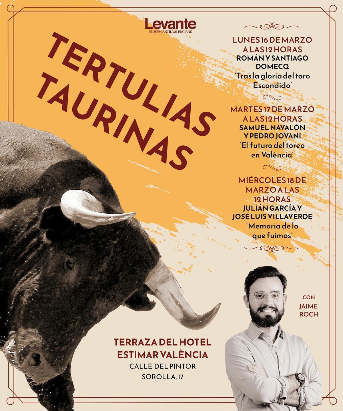 Cartel de las tertulias taurinas en el hotel Estimar Valencia