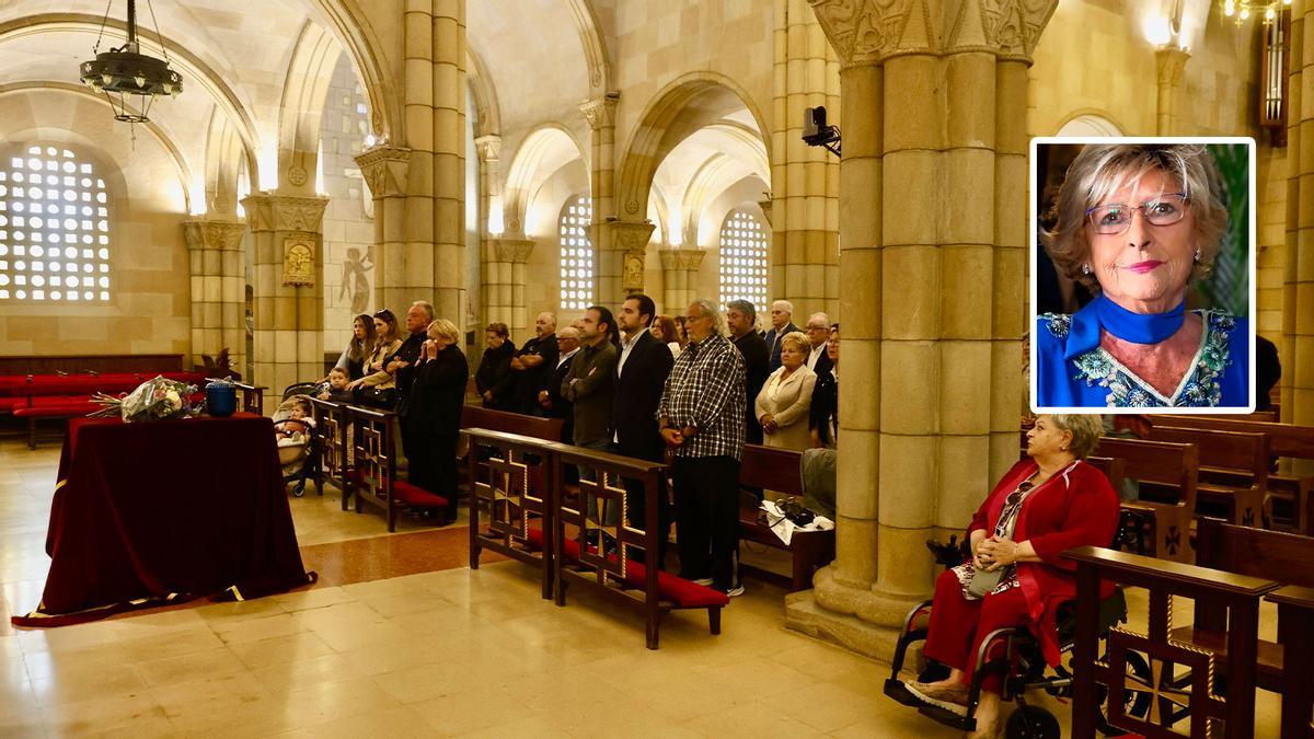 Asistentes al funeral por "Madame Riti", en la iglesia de San Pedro. En el recuadro, Rita de Diego Fernández.