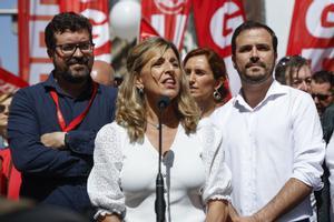 La vicepresidenta segunda y ministra de Trabajo y Economía Social, Yolanda Díaz, en la manifestación del 1º de Mayo en Madrid.