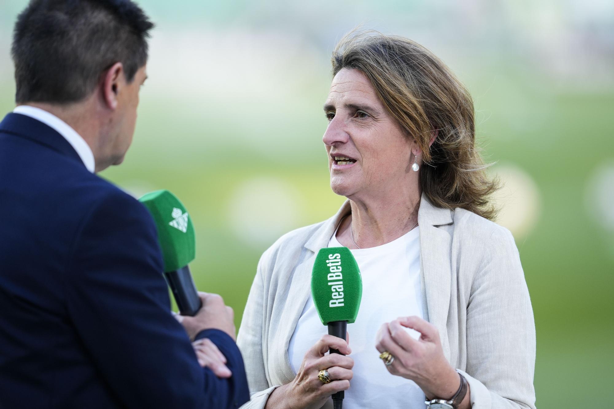 Teresa Ribera, third Vice President of the Government and Minister for the Ecological Transition and Demographic Challenge, attends during the Spanish league, La Liga EA Sports, football match played between Real Betis and Atletico de Madrid at Benito Villamarin stadium on May 12, 2024, in Sevilla, Spain. AFP7 12/05/2024 ONLY FOR USE IN SPAIN / Joaquin Corchero / AFP7 / Europa Press;2024;Soccer;Sport;ZSOCCER;ZSPORT;Real Betis v UD Almeria - La Liga EA Sports