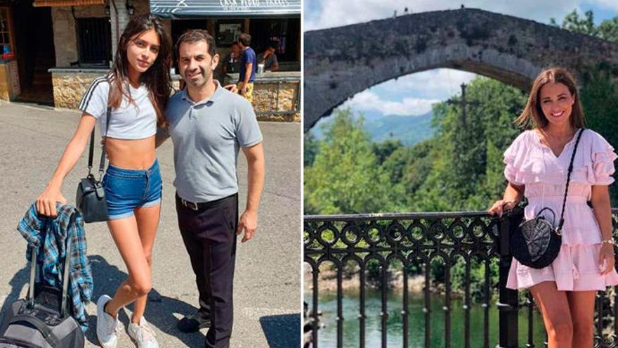 A la izquierda, Lucía Rivera junto a Arsenio Díaz, de Casa Pedro. A la derecha, Echevarría, ayer, ante el puente &quot;romano&quot; de Cangas de Onís.