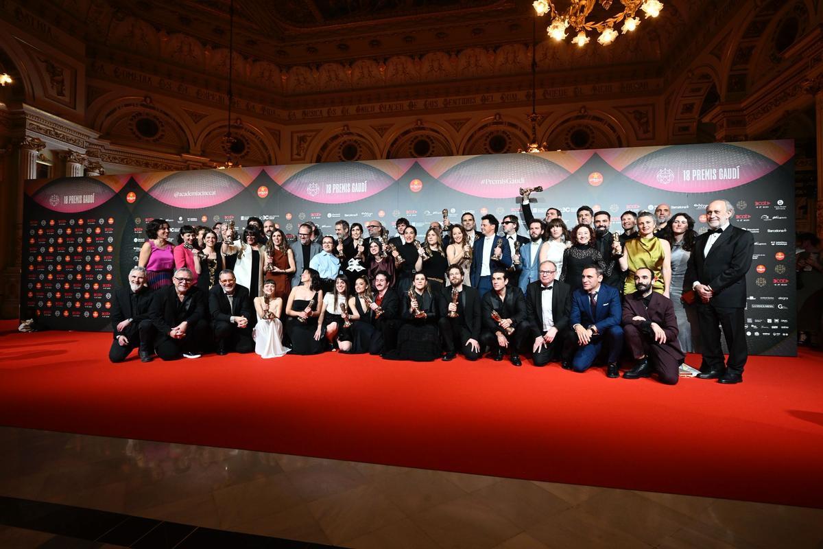 Ganadores de los Premis Gaudí 2026. Fotografía de familia de los ganadores en los Premis Gaudí 2026 Ganadores de los Premis Gaudí 2026. Fotografía de familia de los ganadores en los Premis Gaudí 2026