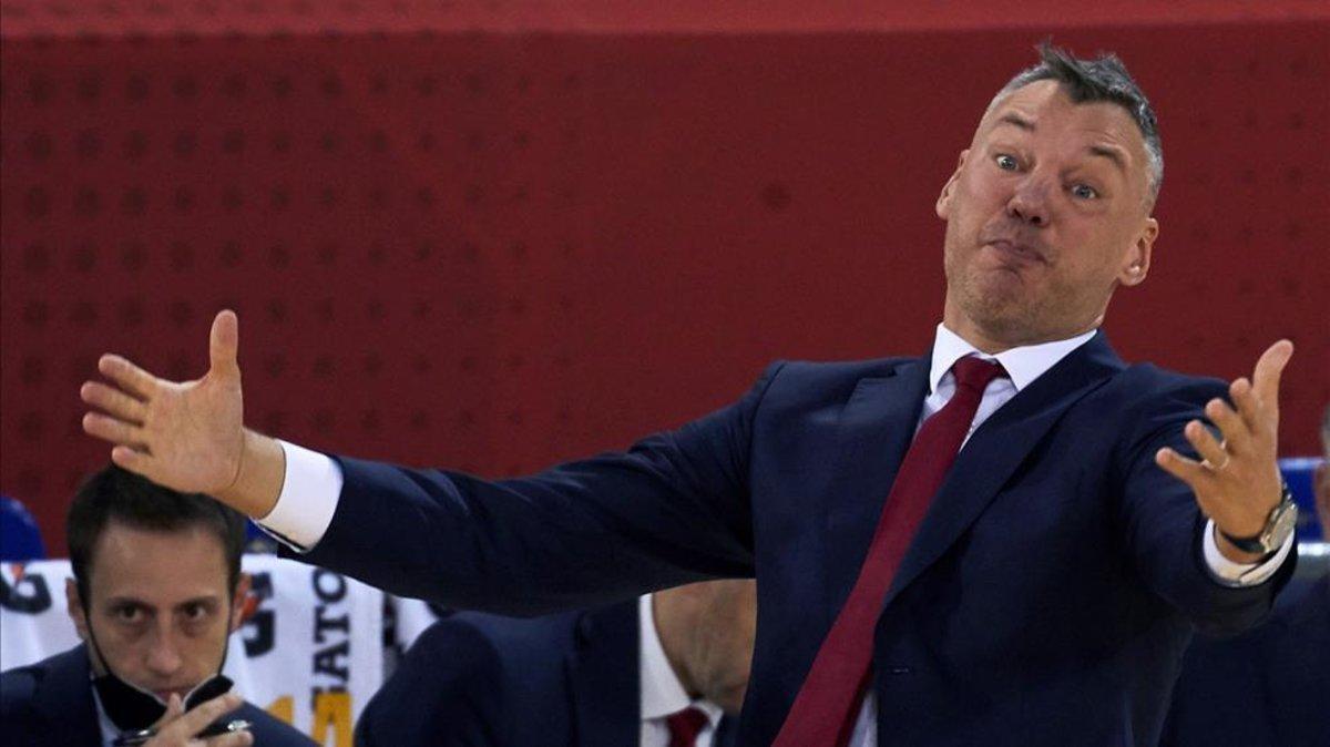 Jasikevicius gesticula durante el partido ante el Gran Canaria