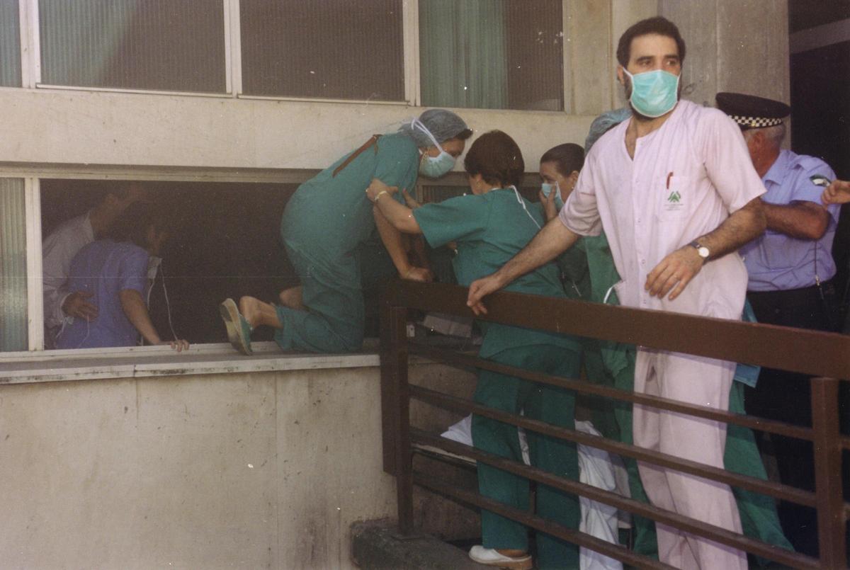 Incendio ocurrido en el hospital Reina Sofía en 1996.