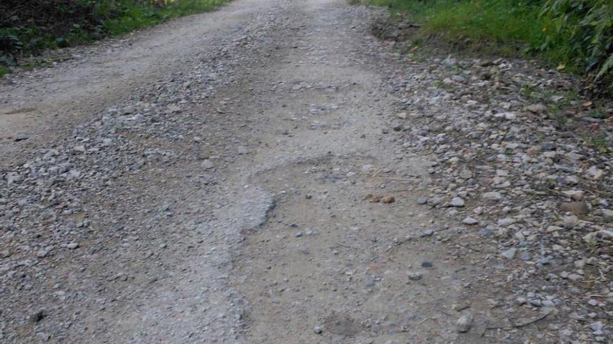 La vía de acceso al área recreativa de Caleao.